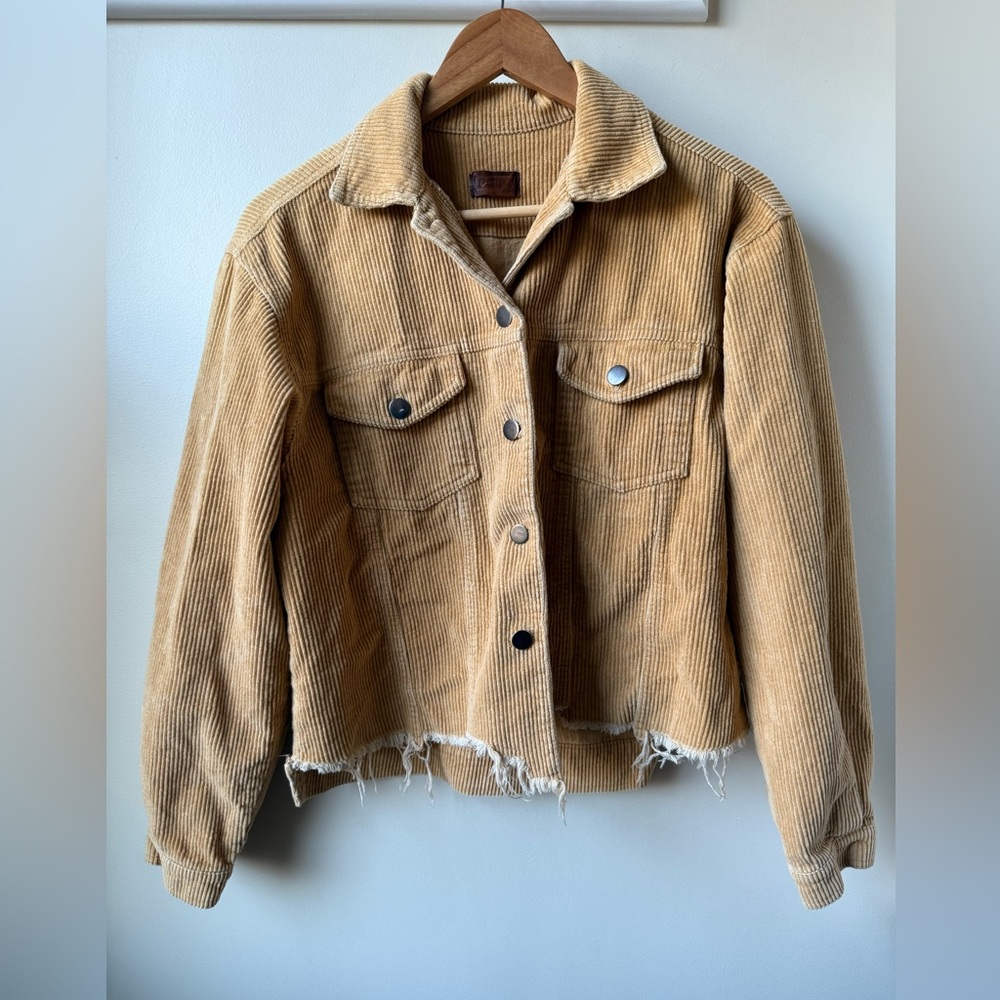 POL Corduroy Trucker Jacket Oversized Raw Hem Distressed Grunge Western S‎